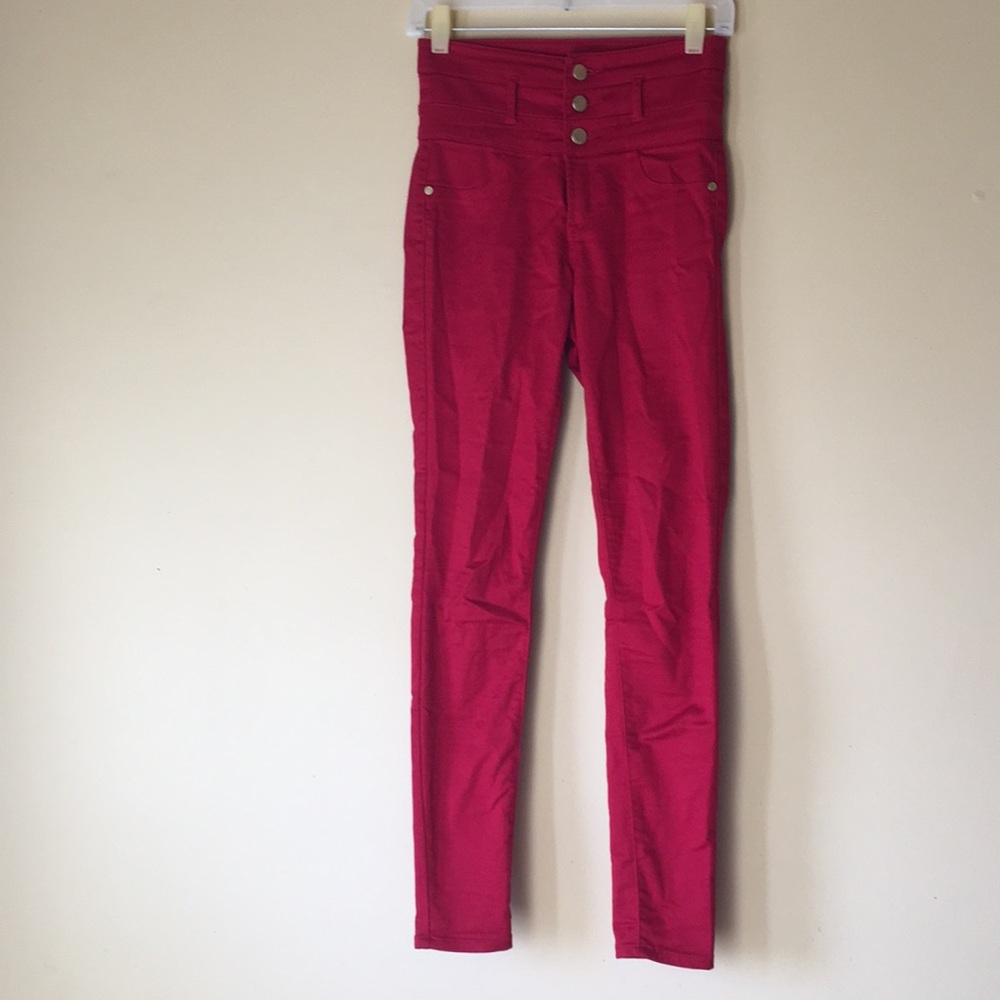 High-Waisted Red Skinny Jeans